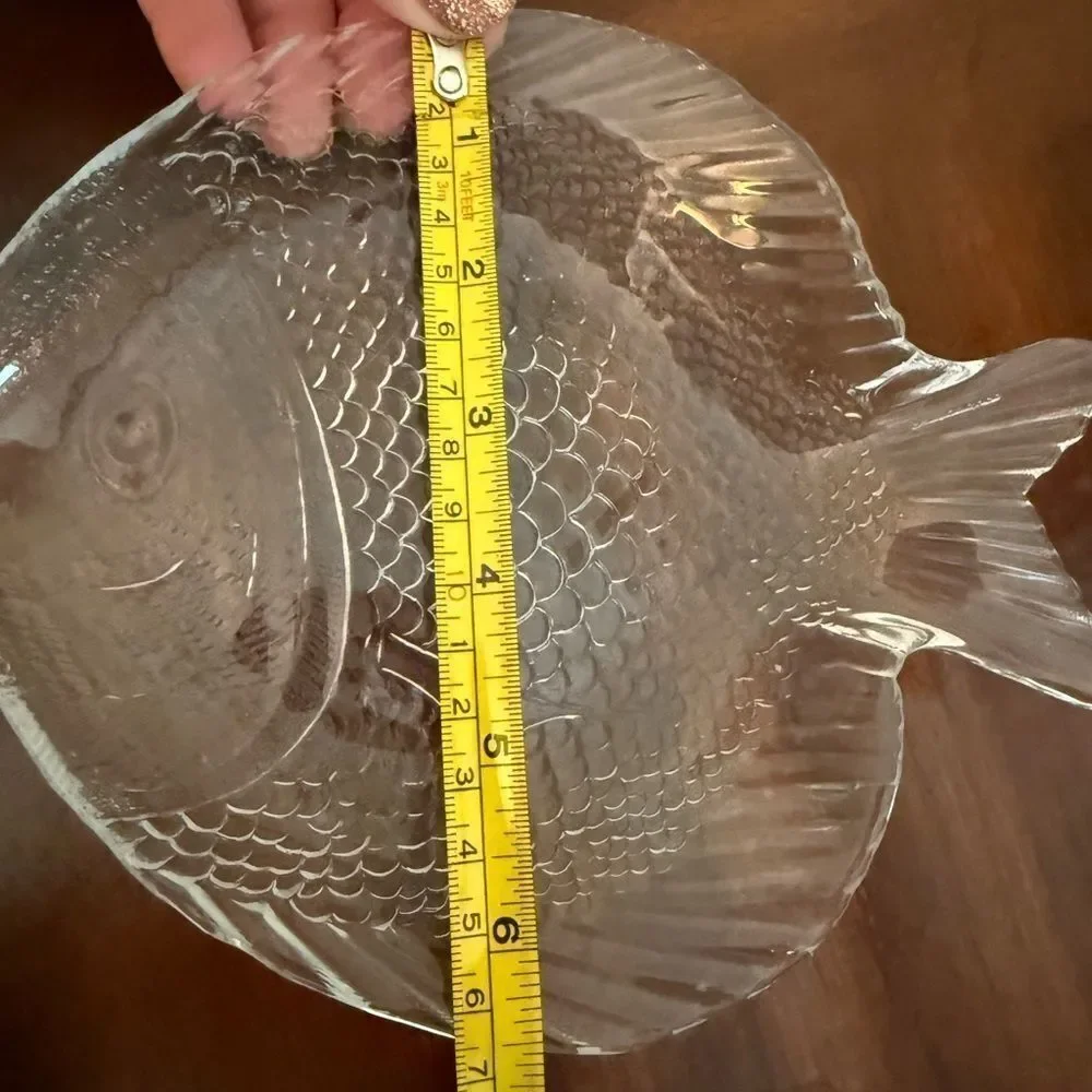 New Set of two Clear Fish-Shaped Glass Plates